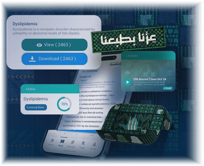 DaleelFM app screens: reference books, exams and lectures